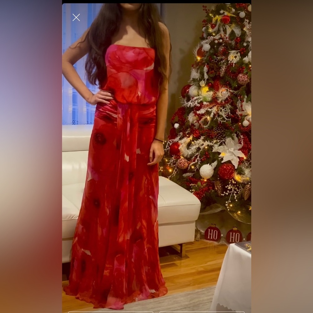 David Meistet strapless red long dress. Size  6. Good condition